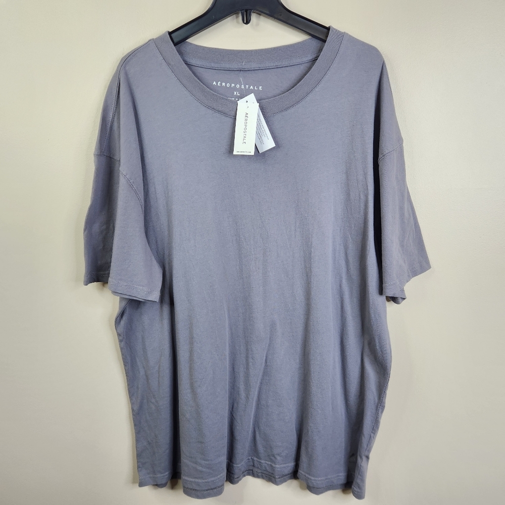 NEW Aeropostale Mens Blank Crew Neck Oversized Short Sleeve Cotton Tee XL